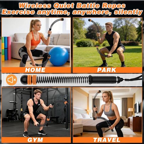 Ropeless Battle Ropes for Home Gym, Portable Cordless with Storage Bag & 8 Adjustable Weight Rings, Heavy Duty Fitness Rope for HIIT, Strength, High Calorie Burn & Low-Impact Cardio for Men & Women in Saudi Arabia