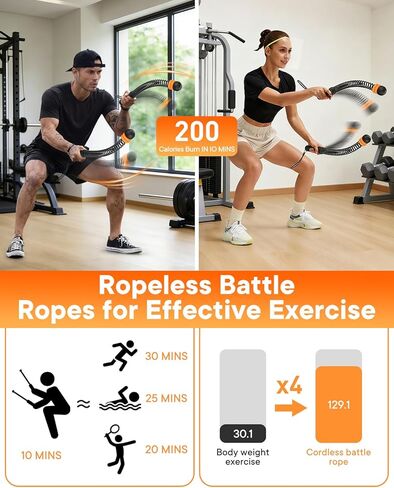 Weighted Ropeless Battle Ropes — 3 Pack Adjustable Portable Ropeless Battle Ropes for Home Gym, Workout Exercise Rope for Low-Impact Workout, HIIT and Low-Impact Aerobic Training for Men & Women in Saudi Arabia