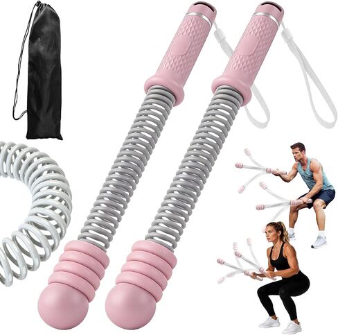 2PCS Adjustable Weighted Ropeless Battle Ropes, Heavy Duty Cordless Battle Rope for HIIT & Cardio Full-Body Workout Tool with Non-Slip Spiral Handles, Home Gym Equipment for Women & Men (Black) in Saudi Arabia