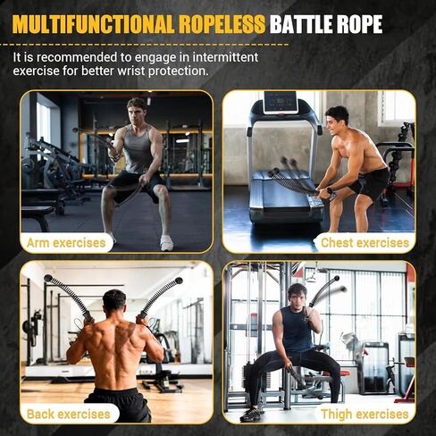 Ropeless Battle Ropes, Upgraded Heavy Duty Portable Cordless Battle Ropes for Home Gym with Poster & Non-Slip Soft Handles for Wrist Protection, Exercise Rope for HIIT and Low-Impact Aerobic Training in Kuwait