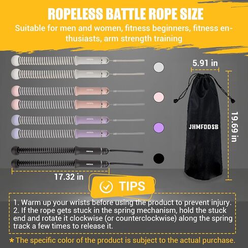 Ropeless Battle Ropes, Upgraded Heavy Duty Portable Cordless Battle Ropes for Home Gym with Poster & Non-Slip Soft Handles for Wrist Protection, Exercise Rope for HIIT and Low-Impact Aerobic Training in Kuwait