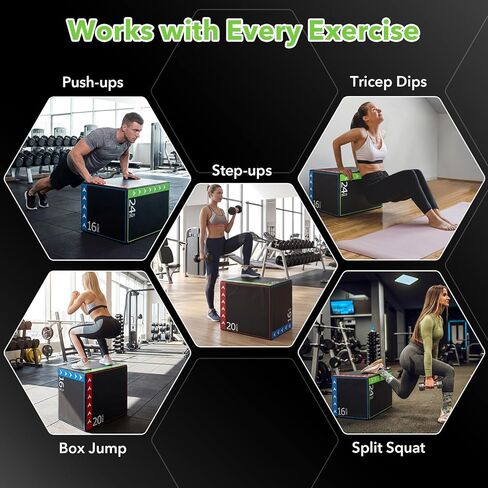Goplus 3-in-1 Plyometric Jump Box, 16"x20"x24" Soft Foam Plyo Box with 3 Heights, Non-Slip Cover for Home Gym Strength, HIIT, Step-Ups, Agility Training, HIIT, Agility Workouts in Saudi Arabia