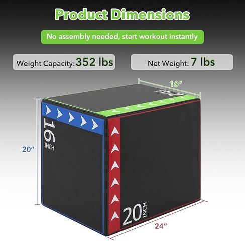 Goplus 3-in-1 Plyometric Jump Box, 16"x20"x24" Soft Foam Plyo Box with 3 Heights, Non-Slip Cover for Home Gym Strength, HIIT, Step-Ups, Agility Training, HIIT, Agility Workouts in Saudi Arabia