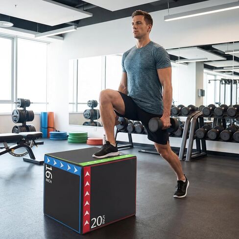 Goplus 3-in-1 Plyometric Jump Box, 16"x20"x24" Soft Foam Plyo Box with 3 Heights, Non-Slip Cover for Home Gym Strength, HIIT, Step-Ups, Agility Training, HIIT, Agility Workouts in Saudi Arabia