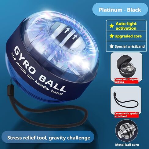 كرة الدوران/عزم الدوران، تمرين اليد، كرة تدريب المعصم، تمرين الساعد الجيروسكوبي، كرة عزم دوران خفيفة متغيرة اللون بخمسة تروس لتقوية الأذرع والأصابع والعظام والعضلات. in Kuwait