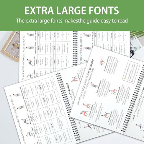 Chair Yoga for Seniors Over 60 Book & Chart, Gentle Seated Chair Yoga Guide, 30-Day Challenge for Flexibility & Balance, A4 Size Easy to Follow Chair Yoga Routine for Older Adults in Kuwait