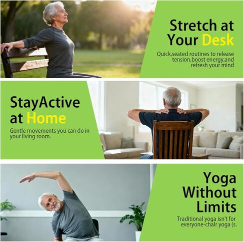 Chair Yoga for Seniors Over 60 Book & Chart, Gentle Seated Chair Yoga Guide, 30-Day Challenge for Flexibility & Balance, A4 Size Easy to Follow Chair Yoga Routine for Older Adults in Kuwait