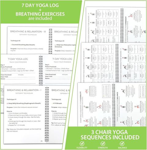 Chair Yoga for Seniors Over 60 Book & Chart, Gentle Seated Chair Yoga Guide, 30-Day Challenge for Flexibility & Balance, A4 Size Easy to Follow Chair Yoga Routine for Older Adults in Kuwait
