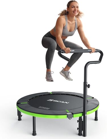 BCAN ترامبولين صغير قابل للطي مقاس 40 بوصة/48 بوصة، ترامبولين مرتد للبالغين، مقبض إسفنجي قابل للتعديل U/T، تمرين مرتد للبالغين في الأماكن المغلقة/الحديقة، أقصى حمل 330 رطل/440 رطل-2025 in Kuwait