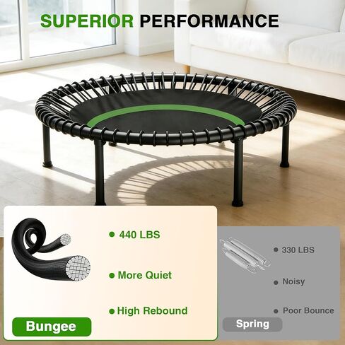 ترامبولين صغير الحجم 40 بوصة للبالغين مع مقبض، ترامبولين صغير قابل للطي مع حبل مطاطي، مقبض إسفنجي قابل للتعديل، ثابت وهادئ، أقصى حمل 440 رطل in Kuwait