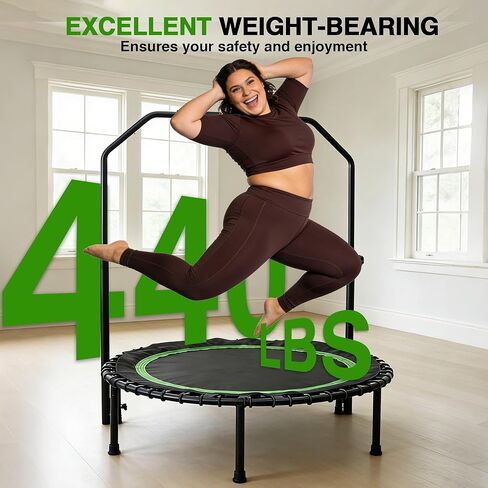 ترامبولين صغير الحجم 40 بوصة للبالغين مع مقبض، ترامبولين صغير قابل للطي مع حبل مطاطي، مقبض إسفنجي قابل للتعديل، ثابت وهادئ، أقصى حمل 440 رطل in Kuwait