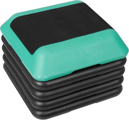 Smartxchoices 16 Inch Adjustable Aerobic Stepper Exercise Workout Step Platform Bench with 4 Risers 4"-6''-8''-10''-12' Height for Home Gym Fitness Training High Step Aerobics Platform in Kuwait