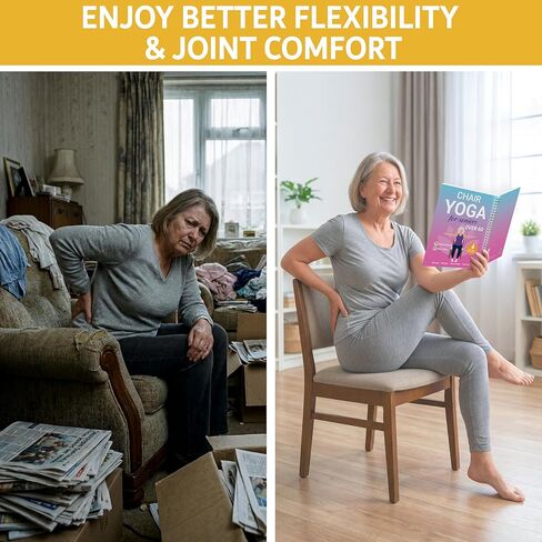 كرسي اليوغا لكبار السن الذين تزيد أعمارهم عن 60 كتابًا ومخططًا، 30 وضعية مع دليل فيديو، غلاف حلزوني، طباعة كبيرة، مخطط مصفح لمدة 30 يومًا، تمارين الجلوس لفقدان الوزن، المرونة، هدية للنساء والرجال in Kuwait