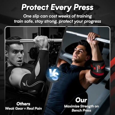 Elbow Wraps for Weightlifting - Adjustable Compression Straps & Elbow Brace for Joint Support (1 Pair), 47" Elbow Sleeves Weightlifting Men Women for Bench Press Powerlifting and Fitness Training in Kuwait