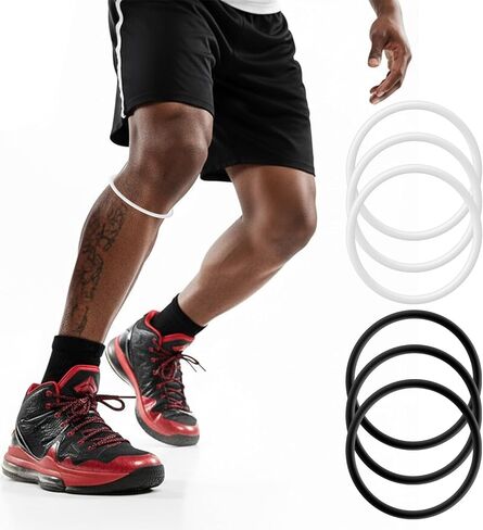 6Pcs Patellar Tendon Support Strap, Silicone Patella Band Stabilizer Elastic Knee Brace Ring for Men & Women, Ideal for Running Basketball Soccer Hiking Volleyball, Black & White in Saudi Arabia