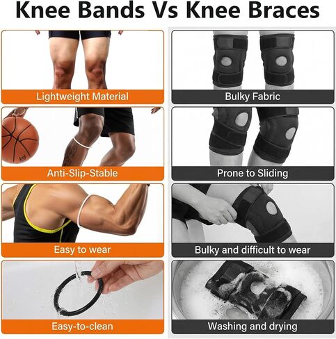 6Pcs Patellar Tendon Support Strap, Silicone Patella Band Stabilizer Elastic Knee Brace Ring for Men & Women, Ideal for Running Basketball Soccer Hiking Volleyball, Black & White in Saudi Arabia