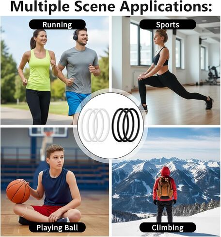 6Pcs Patellar Tendon Support Strap, Silicone Patella Band Stabilizer Elastic Knee Brace Ring for Men & Women, Ideal for Running Basketball Soccer Hiking Volleyball, Black & White in Saudi Arabia