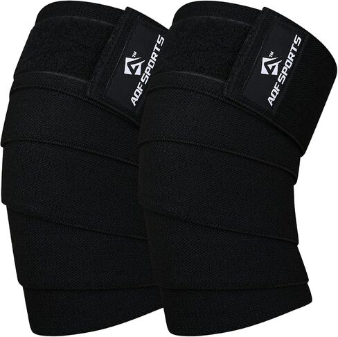 AQF Knee Wraps Weight Lifting Bandage - IPL and USPA Approved Gym Knee Support - Heavy Duty 78" Elasticated Support Straps Guard Powerlifting, Squatting (Pair) in Saudi Arabia