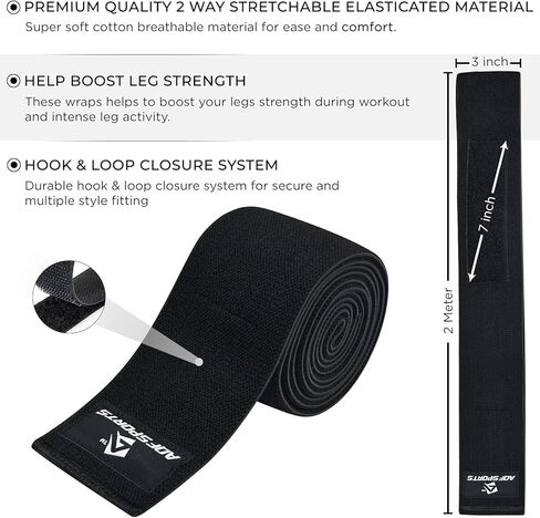 AQF Knee Wraps Weight Lifting Bandage - IPL and USPA Approved Gym Knee Support - Heavy Duty 78" Elasticated Support Straps Guard Powerlifting, Squatting (Pair) in Saudi Arabia