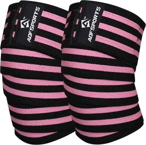 AQF Knee Wraps Weight Lifting Bandage - IPL and USPA Approved Gym Knee Support - Heavy Duty 78" Elasticated Support Straps Guard Powerlifting, Squatting (Pair) in Saudi Arabia