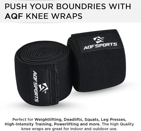 AQF Knee Wraps Weight Lifting Bandage - IPL and USPA Approved Gym Knee Support - Heavy Duty 78" Elasticated Support Straps Guard Powerlifting, Squatting (Pair) in Saudi Arabia