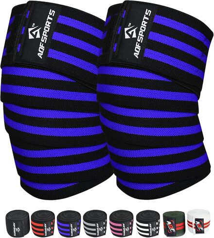 AQF Knee Wraps Weight Lifting Bandage - IPL and USPA Approved Gym Knee Support - Heavy Duty 78" Elasticated Support Straps Guard Powerlifting, Squatting (Pair) in Saudi Arabia