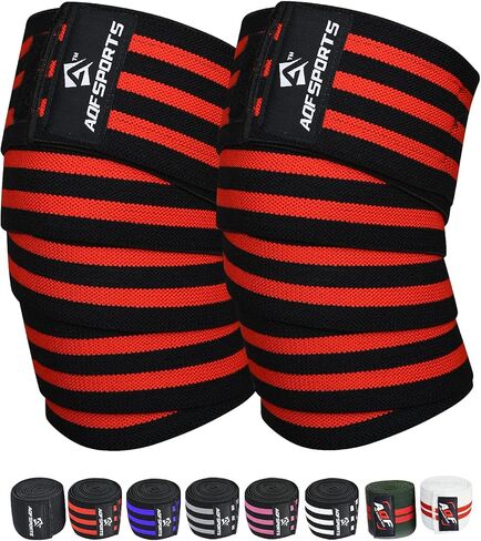 AQF Knee Wraps Weight Lifting Bandage - IPL and USPA Approved Gym Knee Support - Heavy Duty 78" Elasticated Support Straps Guard Powerlifting, Squatting (Pair) in Saudi Arabia