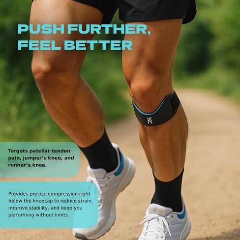 Patellar Tendon Support Strap (Upgrade 2-pack) - Adjustable Knee Strap - Patella Band For Running, Basketball, Fitness & Hiking | Relieves Pain, Tendonitis And Meniscus Pressure in Kuwait