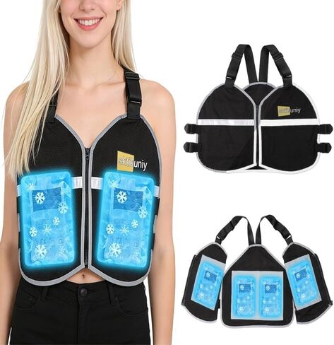 Cooling Vest for Men & Women with 8 Reusable Ice Packs, Lightweight Adjustable Breathable Design with Reflective Strips for Hot Weather, Outdoor Work, Running, Gardening in Saudi Arabia