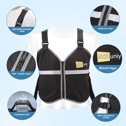 Cooling Vest for Men & Women with 8 Reusable Ice Packs, Lightweight Adjustable Breathable Design with Reflective Strips for Hot Weather, Outdoor Work, Running, Gardening in Saudi Arabia
