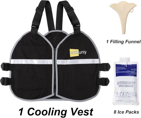 Cooling Vest for Men & Women with 8 Reusable Ice Packs, Lightweight Adjustable Breathable Design with Reflective Strips for Hot Weather, Outdoor Work, Running, Gardening in Saudi Arabia