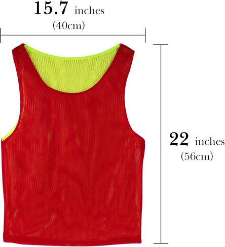 Linkidea Soccer Double Sided Scrimmage Team Vest for Children 6-12 Years Old, Team Reversible Pinnies for Sports & Practice, 2 Side Jerseys Fits Kid, Youth (12-Pack, Red & Green) in Saudi Arabia