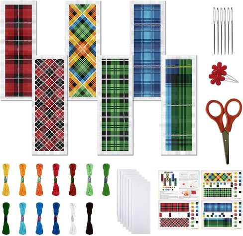 FreeBloss 6 Set Cross Stitch Borkmark Kits for Beginner Cartoon Summer Cross Cross Kit Diy تطريز مرجعية مع تعليمات 8 'x 2.4' ' in Kuwait