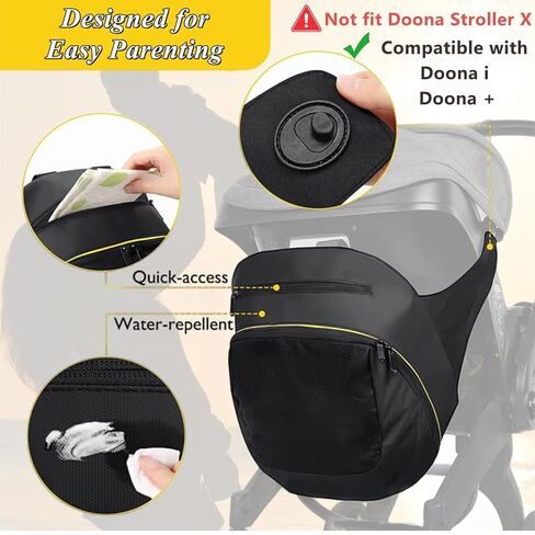 حقيبة تخزين بمشبك متوافقة مع عربة الأطفال ومقعد السيارة دونا، حقيبة حفاضات ذات سعة كبيرة للتخزين مع سحاب غير قابل للانزلاق، حقيبة منظم لعربة الأطفال يمكن ارتداؤها على ظهر حقيبة الأم طوال اليوم in Kuwait