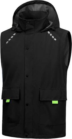Little Donkey Andy Men's Waterproof Cycling Vests with Hood, Lightweight Reflective Stretch Vest for Cycling, Running in Saudi Arabia