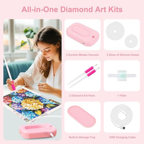 Electric Diamond Painting Pen - Vacuum Diamond Painting Pen with Storage Tray, E Painter for Diamond Painting, Diamond Art Tools & Accessories, No Wax Needed in Kuwait