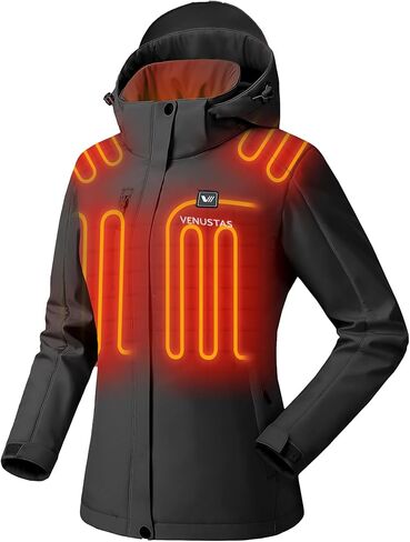 Venustas Women's Heated Jacket with Battery, 20 Hours Warmth, Waterproof Insulated Heated Coat with Detachable Hood in Saudi Arabia