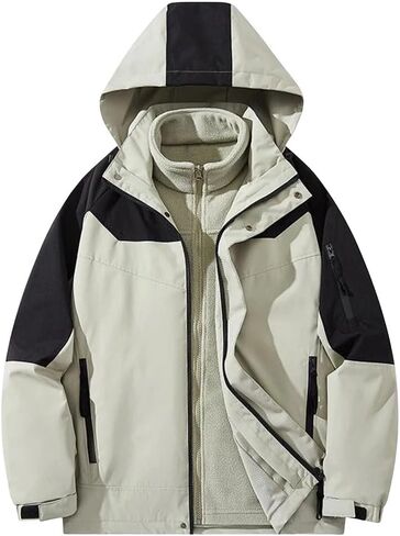 جاكيت نسائي للجنسين 3 في 1 قابل للفصل مقاوم للماء ومقاوم للرياح للاستخدام الخارجي مبطن بالصوف للتزلج والمشي لمسافات طويلة in Saudi Arabia
