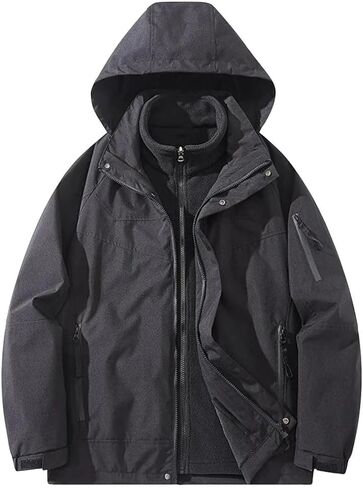 Women's Unisex 3-in-1 Detachable Waterproof Windproof Outdoor Jacket Fleece Lined For Skiing And Hiking in Saudi Arabia