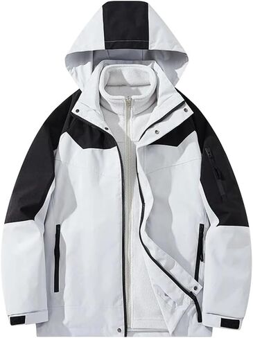 Women's Unisex 3-in-1 Detachable Waterproof Windproof Outdoor Jacket Fleece Lined For Skiing And Hiking in Saudi Arabia