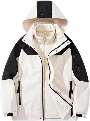 Women's Unisex 3-in-1 Detachable Waterproof Windproof Outdoor Jacket Fleece Lined For Skiing And Hiking in Saudi Arabia