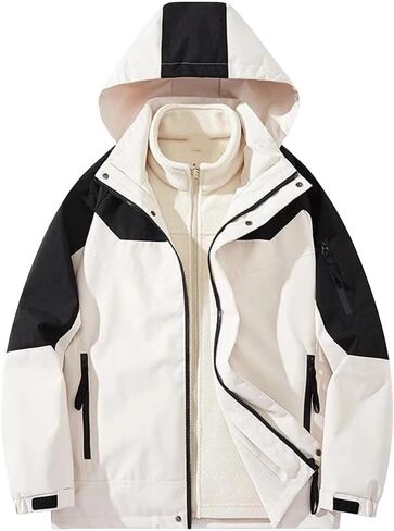 Women's Unisex 3-in-1 Detachable Waterproof Windproof Outdoor Jacket Fleece Lined For Skiing And Hiking in Saudi Arabia