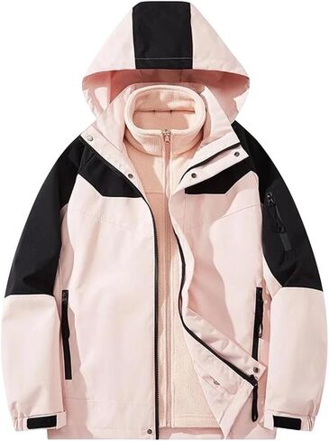 Women's Unisex 3-in-1 Detachable Waterproof Windproof Outdoor Jacket Fleece Lined For Skiing And Hiking in Saudi Arabia