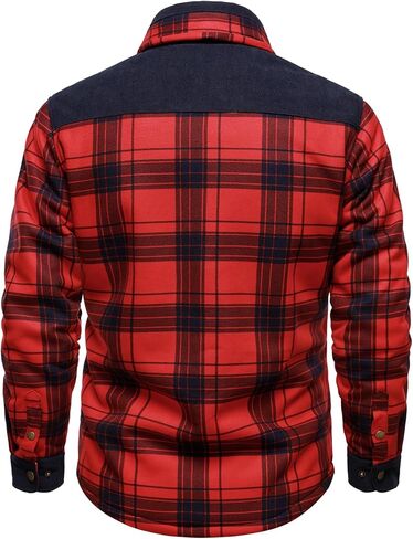 HOOD CREW Mens Long Sleeve Sherpa Lined Shirt Jacket Flannel Plaid Fleece Coats with Pockets in Saudi Arabia