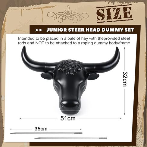 Crowye Full Size Steer Head Roping Dummy with Detachable Horn Large Spread Complete Rodeo Set Cowboy Toy Roping Practice Dummy Steer Head Aluminum Rods for Horse Enthusiasts Junior Roper Practice in Saudi Arabia