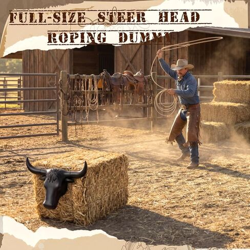 Crowye Full Size Steer Head Roping Dummy with Detachable Horn Large Spread Complete Rodeo Set Cowboy Toy Roping Practice Dummy Steer Head Aluminum Rods for Horse Enthusiasts Junior Roper Practice in Saudi Arabia