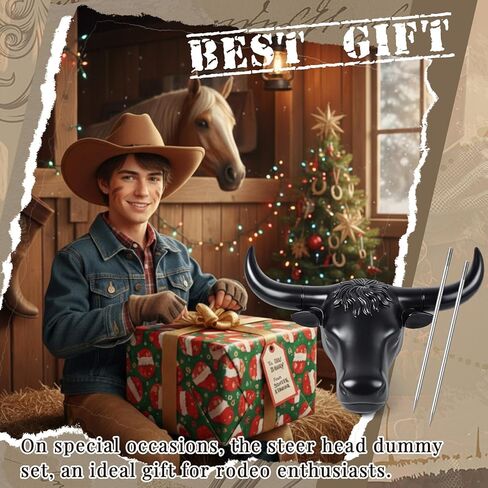 Crowye Full Size Steer Head Roping Dummy with Detachable Horn Large Spread Complete Rodeo Set Cowboy Toy Roping Practice Dummy Steer Head Aluminum Rods for Horse Enthusiasts Junior Roper Practice in Saudi Arabia