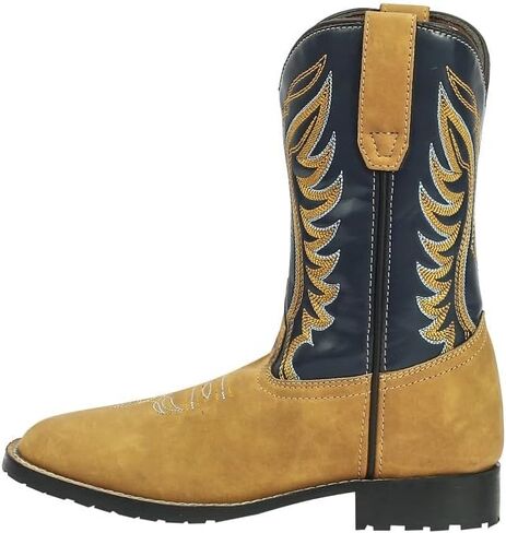 TuffRider Children's Lassen Rounded Toe Western Boot- Tan w/Navy- 11C in Saudi Arabia