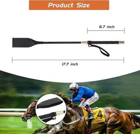 Horse Whip, Black Riding Crop, 18 Inches Long, Genuine Leather Equestrian Teaching Whip in Kuwait