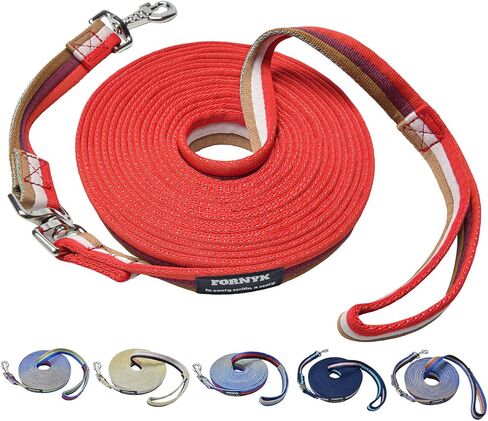 Lunge Line for Horse, Premium Equine Lunge Line with Alloy Trigger Buckle and Dual Swivel Snaps for Accurate Equestrian Training, Competition and Daily Use, 26ft/8m (Red-White-Brown) in Kuwait